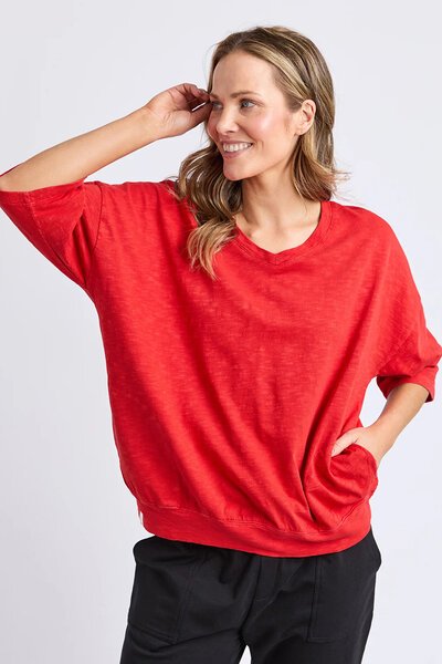 Elm Mazie Vee Neck Cranberry-shop-by-label-Hello Cyril.