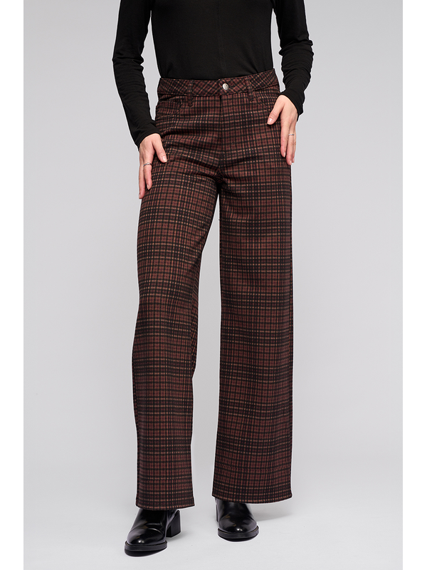 Vassalli Empire Wide Leg Ponti Pant - Cherry
