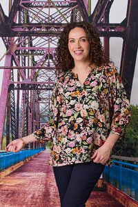 Classified Toulon Pleated 3-4 Sleeve Blouse