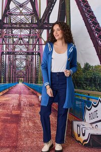 Classified Stripe Trim Hooded Cardi