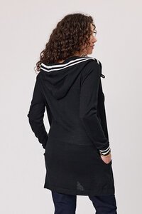 Classified Stripe Trim Hooded Cardi