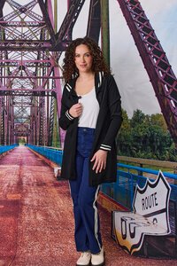 Classified Stripe Trim Hooded Cardi