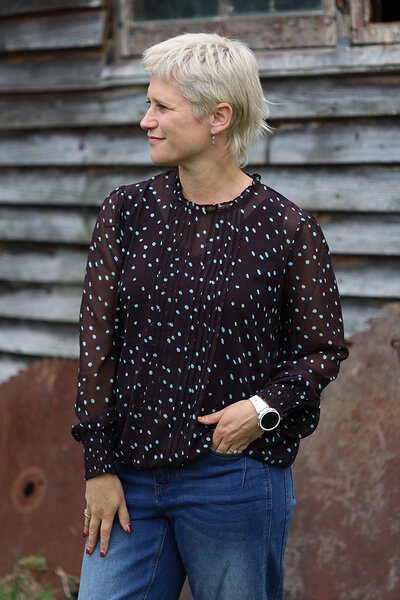 Memo Pintuck Front Shirred Cuff Blouse-shop-by-style-Hello Cyril.