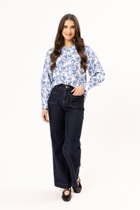 Leila + Luca Blue Bloom Centered Top