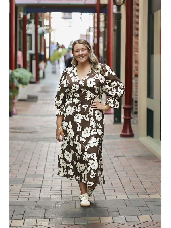 Seeking Lola Mocha Bloom Inviting Dress