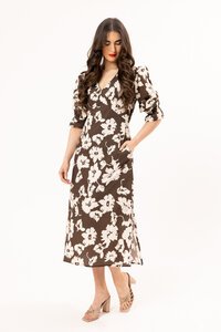 Seeking Lola Mocha Bloom Inviting Dress