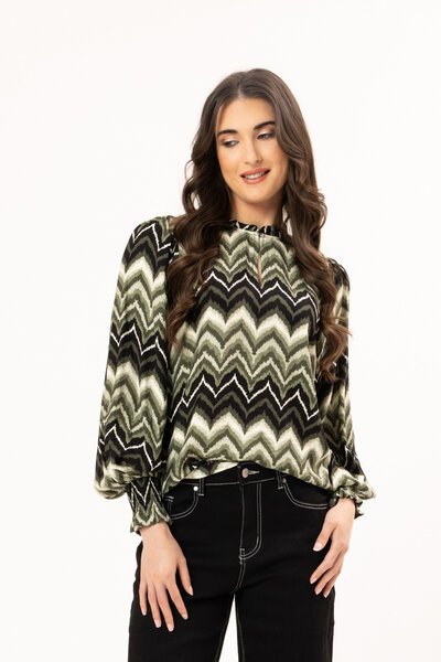 Leila + Luca Forest Stripe LS Movement Blouse-hc-new-Hello Cyril.