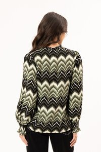 Leila + Luca Forest Stripe LS Movement Blouse