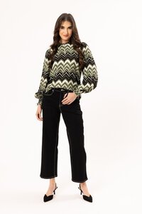Leila + Luca Forest Stripe LS Movement Blouse