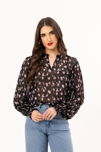 Leila + Luca Pink Prowl LS Movement Blouse