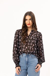 Leila + Luca Pink Prowl LS Movement Blouse
