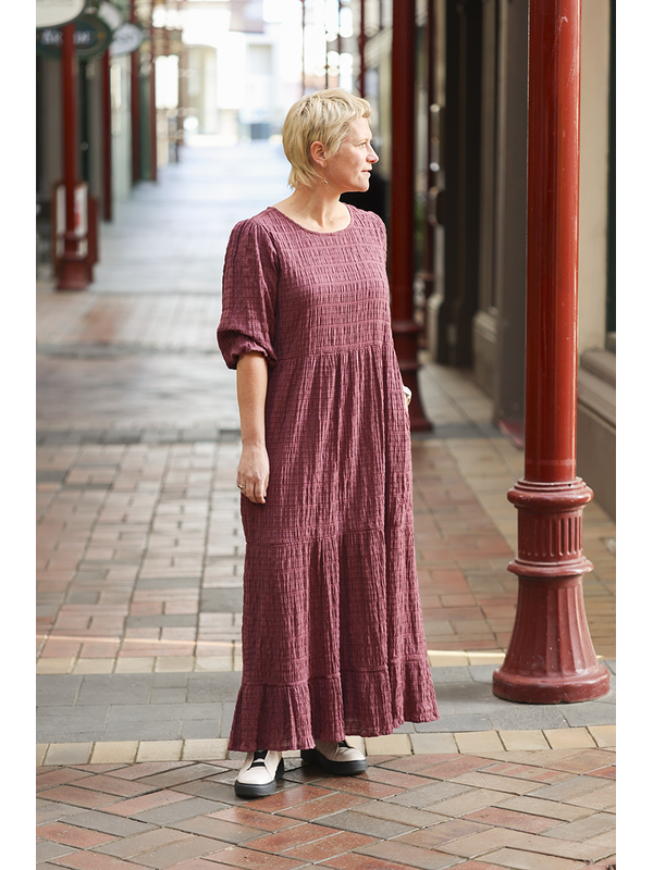 Seeking Lola Rosewood Crinkle Prairie Dress