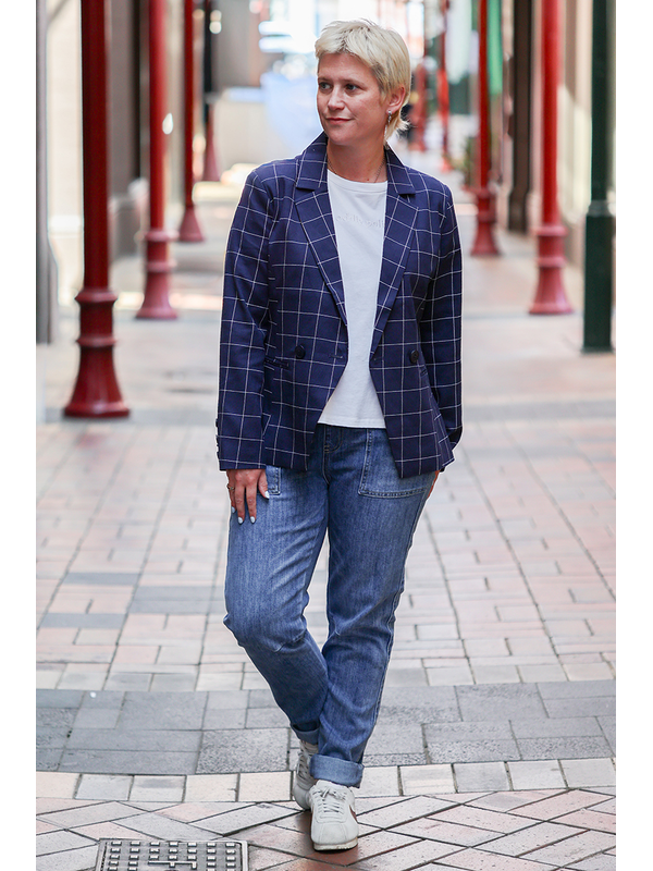 Seeking Lola Blue Check Jordanna Blazer