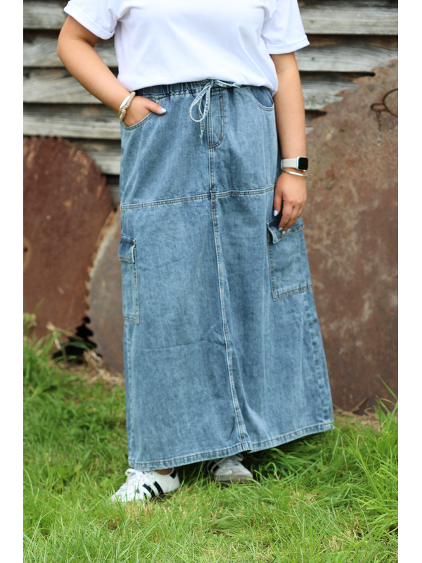 Wakee Bylily Cargo Denim Skirt