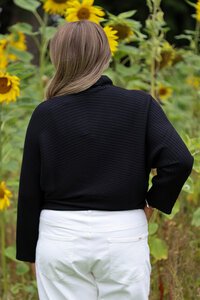 Oh Three Chevron Rib Roll Neck Sweater