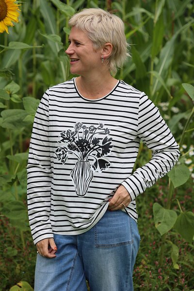 Foil Striped Long Sleeve T-Shirt-foil-button-up-vest-Hello Cyril.