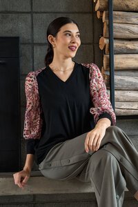 Memo Contrast Woven Shoulder Top