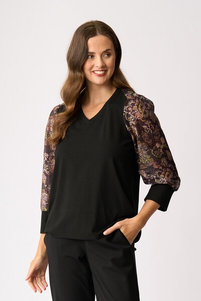 Memo Contrast Woven Shoulder Top-shop-by-style-Hello Cyril.