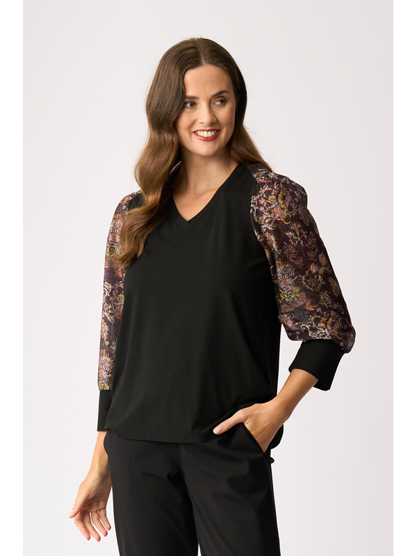 Memo Contrast Woven Shoulder Top