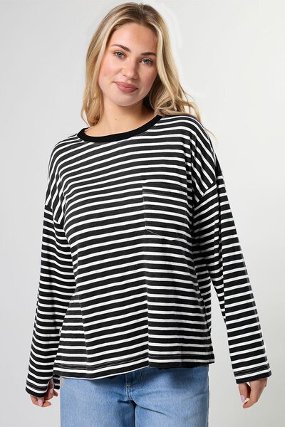 Stella + Gemma Drop Shoulder Lunar Stripe Tee-shop-by-label-Hello Cyril.
