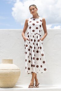 White Poetry Polka Dot Midi Dress