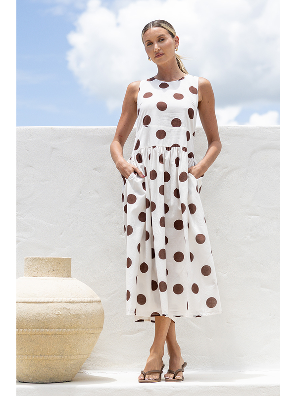 White Poetry Polka Dot Midi Dress