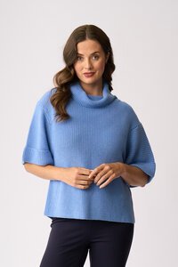 Foil Cowl Neck Rib Jumper