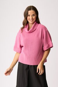 Foil Cowl Neck Rib Jumper