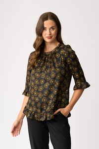 Foil Gathered Scoop Hem Top