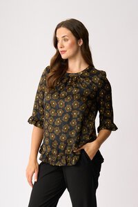 Foil Gathered Scoop Hem Top