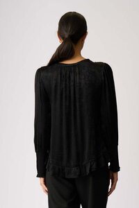 Oh Three Shirred Cuff Scoop Hem Top