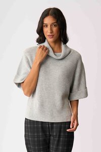 Foil Cowl Neck Rib Jumper