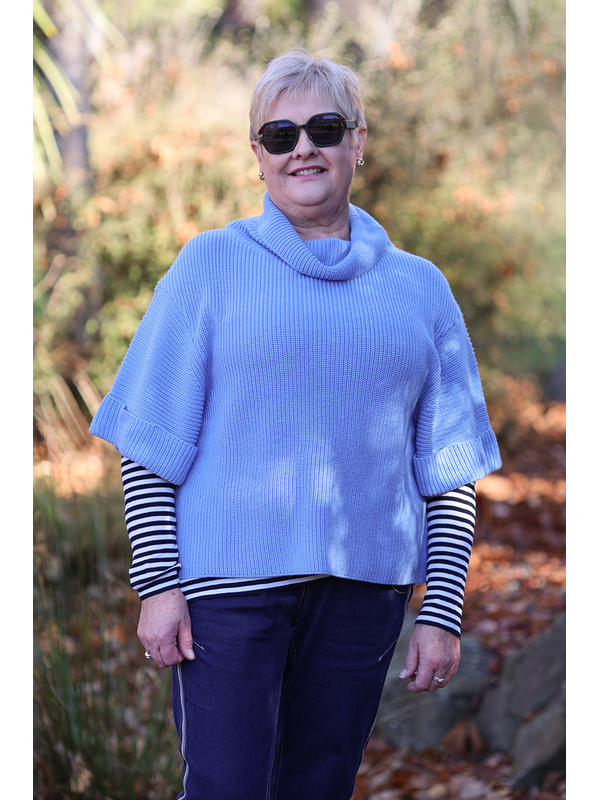 Foil Cowl Neck Rib Jumper