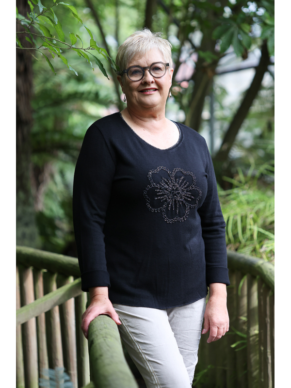 AE Luxe Front Floral Knit Top