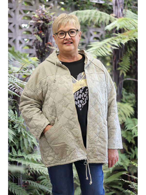 AE Luxe Paisley Stud Quilted Zip Up Hoodie