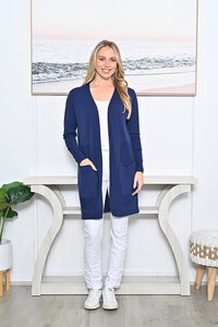 Cali + Co Side Pocket Long Knit Cardigan