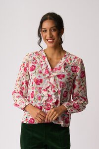 Memo Ruffle & Lace Trim Blouse