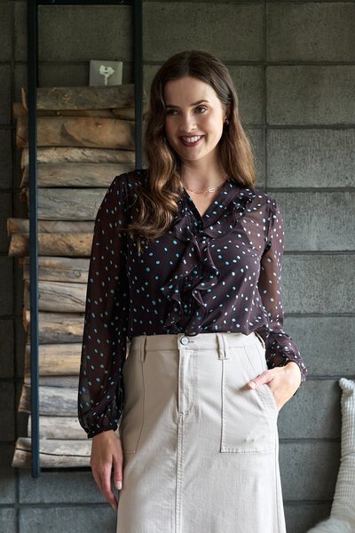 Memo Ruffle & Lace Trim Blouse-shop-by-style-Hello Cyril.