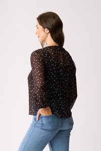 Memo Ruffle & Lace Trim Blouse