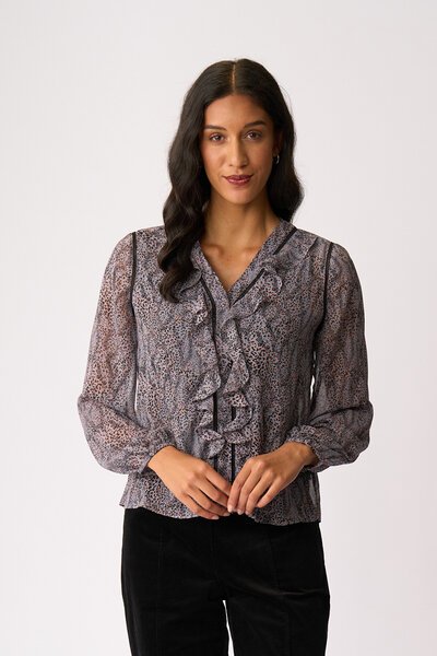 Memo Ruffle & Lace Trim Blouse-shop-by-style-Hello Cyril.