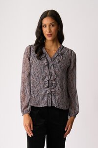 Memo Ruffle & Lace Trim Blouse