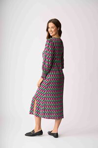 Foil Curved and Shirred Dress