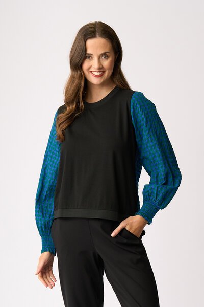 Memo Contrast Woven Top-shop-by-style-Hello Cyril.