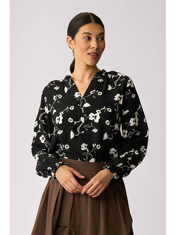 Foil Elasticated Cuff Blouse