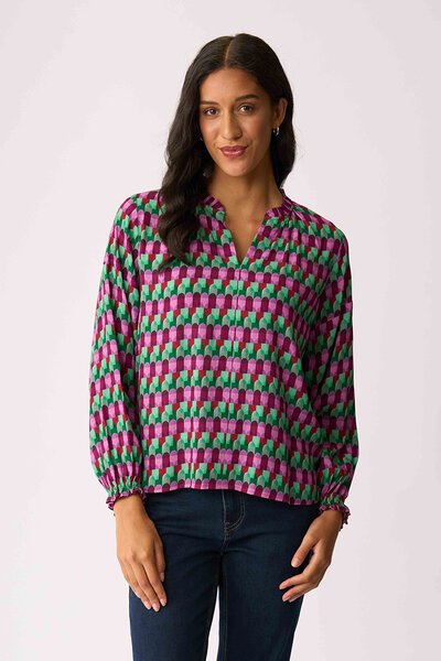 Foil Elasticated Cuff Blouse-shop-by-style-Hello Cyril.