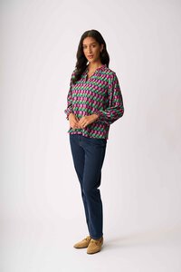 Foil Elasticated Cuff Blouse