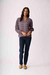 Foil Elasticated Cuff Blouse