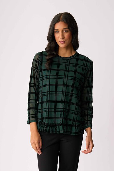 Foil Flocked Ruffle Hem Top-4.3.26-Hello Cyril.