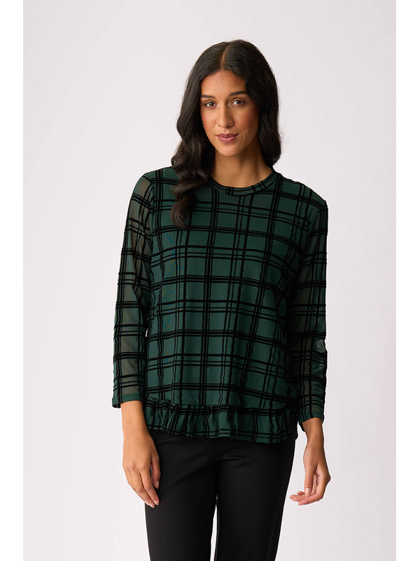 Foil Flocked Ruffle Hem Top