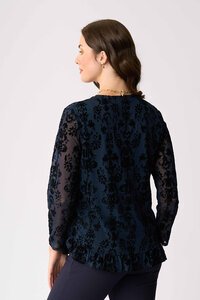 Foil Flocked Ruffle Hem Top